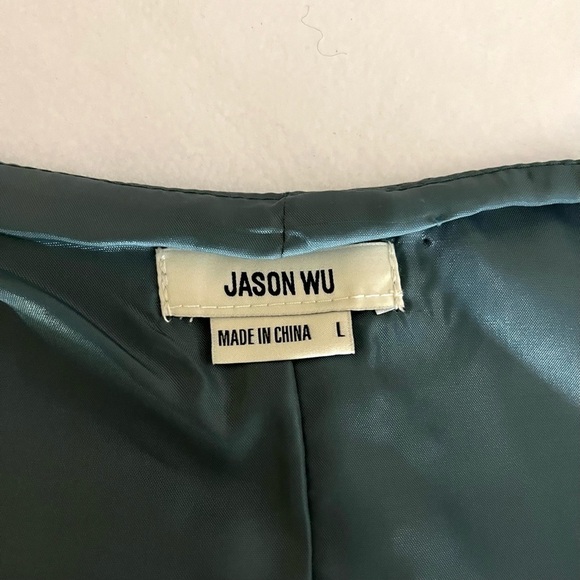 NWT Jason Wu Sage Green Satin 4 Button Cropped Sexy Plunge Fitted Vest Size L - Picture 12 of 15